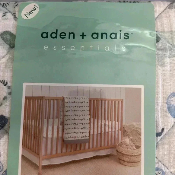 aden + anais Blue and White 3-Piece Crib Set - Picture 6 of 9